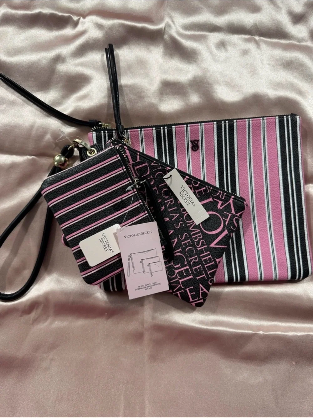 Victoria's Secret Wristlet Travel Pouch Trio